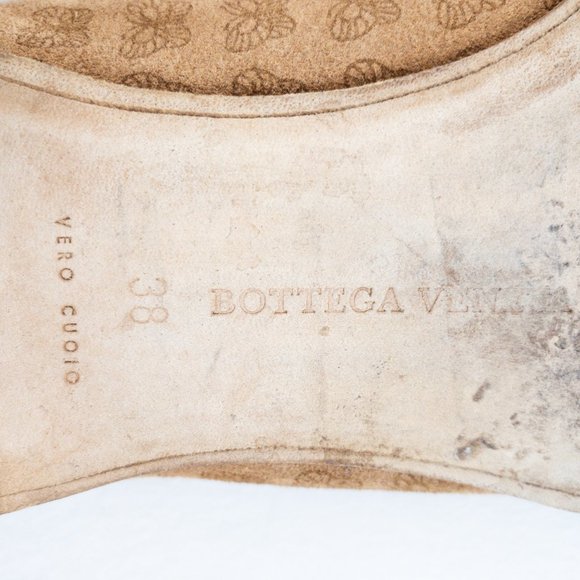 Vintage Bottega Veneta 8 Suede Butterfly Logo Loafers Tan - Picture 9 of 13